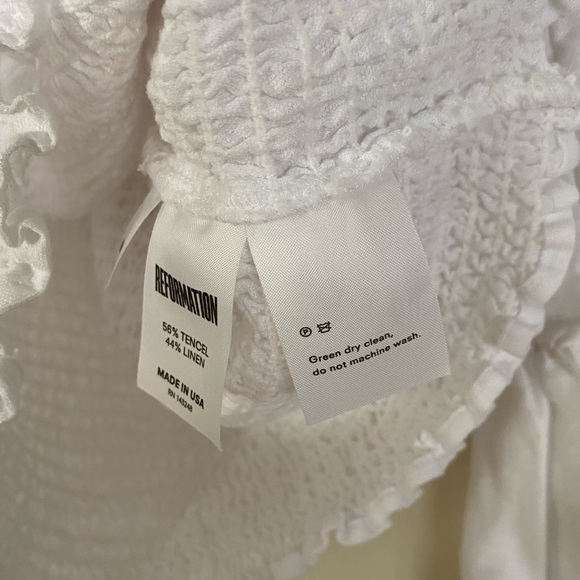REFORMATION White Smocked Top | Size S/M - Picture 11 of 12
